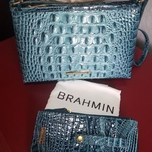 Brahmin Blue Bottle Ombre Lorelei & Credit Card Wallet